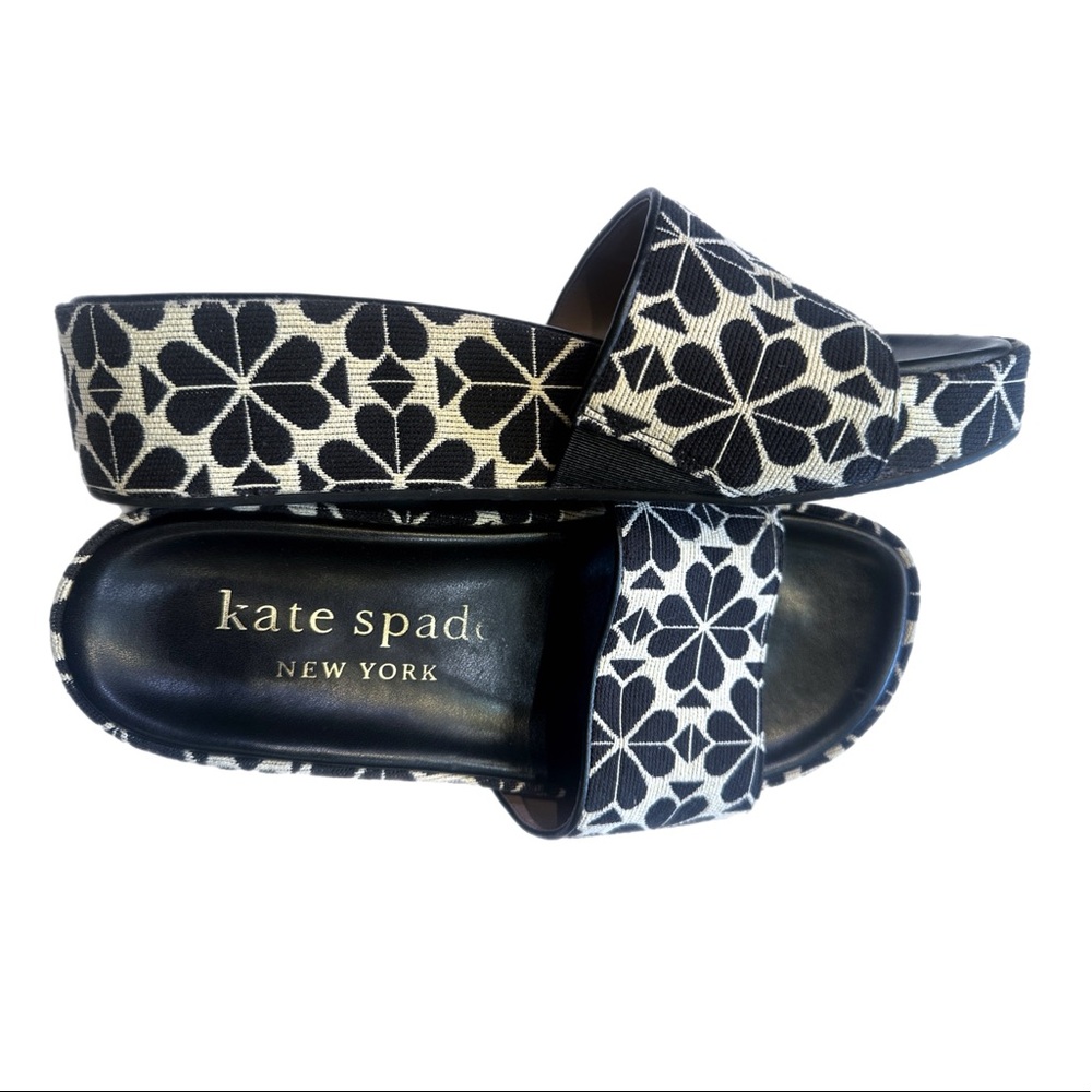 Kate Spade Flower Jacquard Platform Slide Sandals